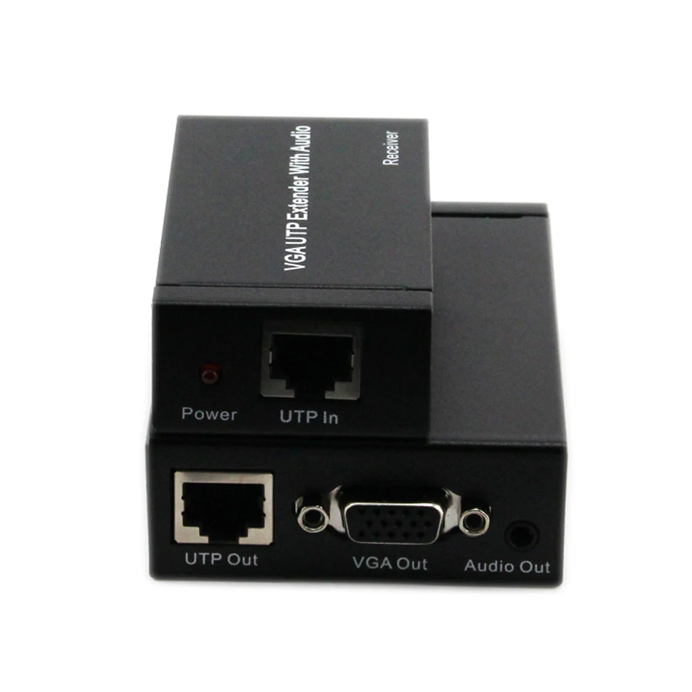 

VGA Extender 300M with Audio over UTP LAN Cat 5e/6 VGA Amplifier Transmitter and Receiver 1080P, Black