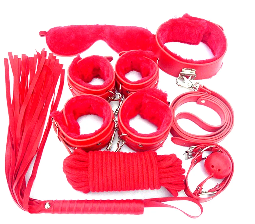 7pcs Set Adult Games Leather Products Slave Restraint Bondage Handcuffs