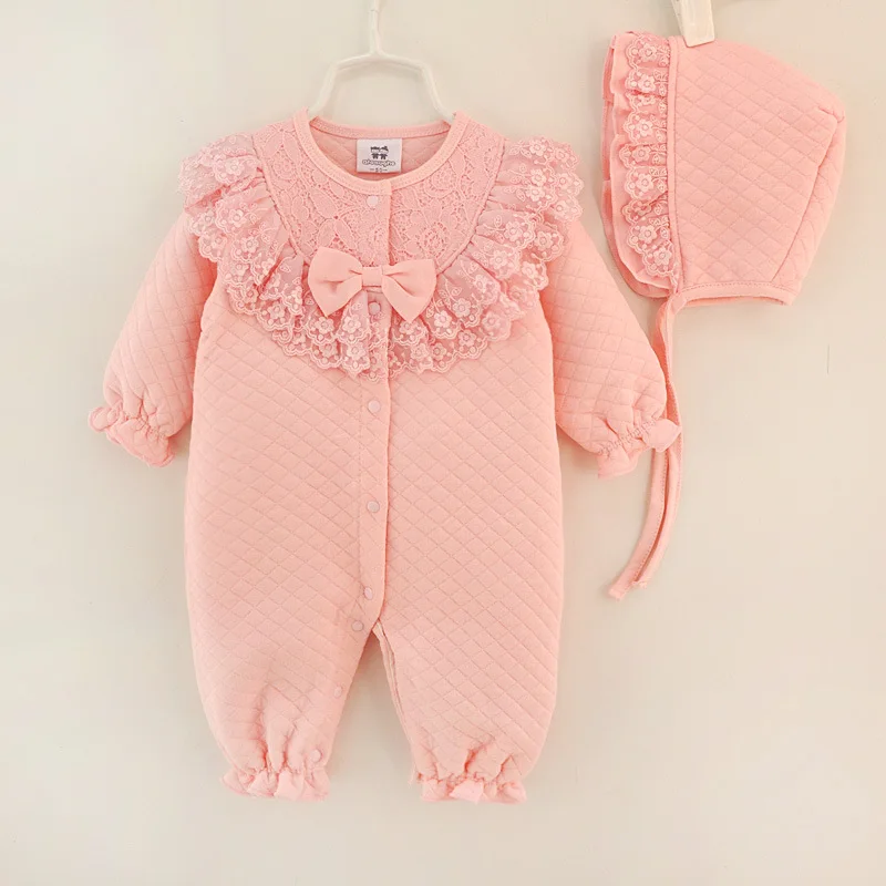 

newborn Boutique Clothing 2019 Autumn winter Wholesale Girls solid cotton Ruffle Sleeve Outfit Baby Romper baby Suit, Customized
