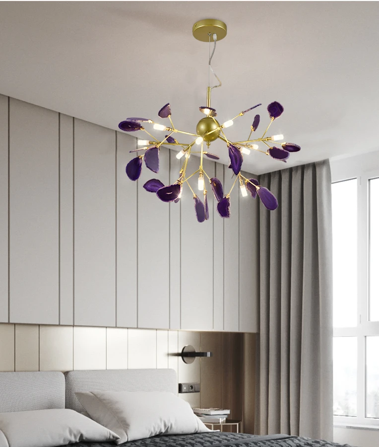 Luxury Contemporary Agate Stone hanging ceiling Home Decor creative lighting chandeliers