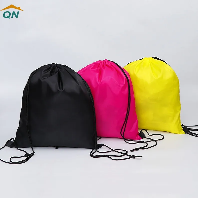 Wholesale 210t Waterproof Polyester Nylon Promotional Sport Drawstring Backpack Shopping Bag