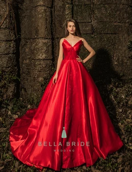 vestito lungo rosso di raso