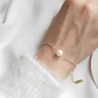 

2019 new design Ins sterling silver 18k gold plated cool simple thin chain fresh water pearl bracelet