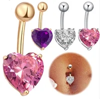 

Body Piercing heart shaped zirconia Belly Button Rings purple women Navel Rings