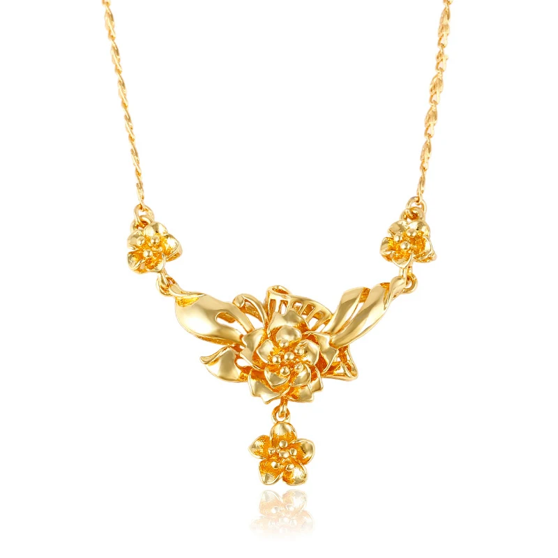 

xuping fashion jewelry wholesale dubai 24Karat gold plated flower shaped women wedding Necklace
