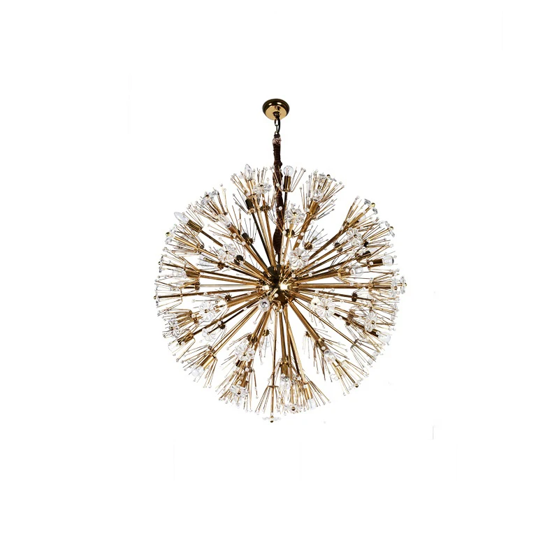 Dandelion Glass Pieces Brass Creative Ceiling Light for Home Hotel Light Decorative Crystal Ball Chandelier