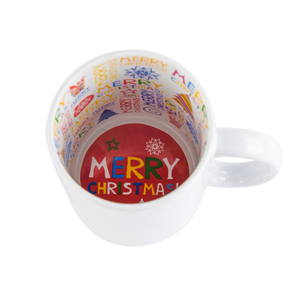 

inner color painted ceramic mug 11oz Xmas decoration firing mug plain white custom service sublimation mug, Super white