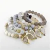 B16051402 Fashion Jewelry Various Gemstone Beaded Arrowhead Pendant Charm Bracelet Gold Plated Rhinestone Ball