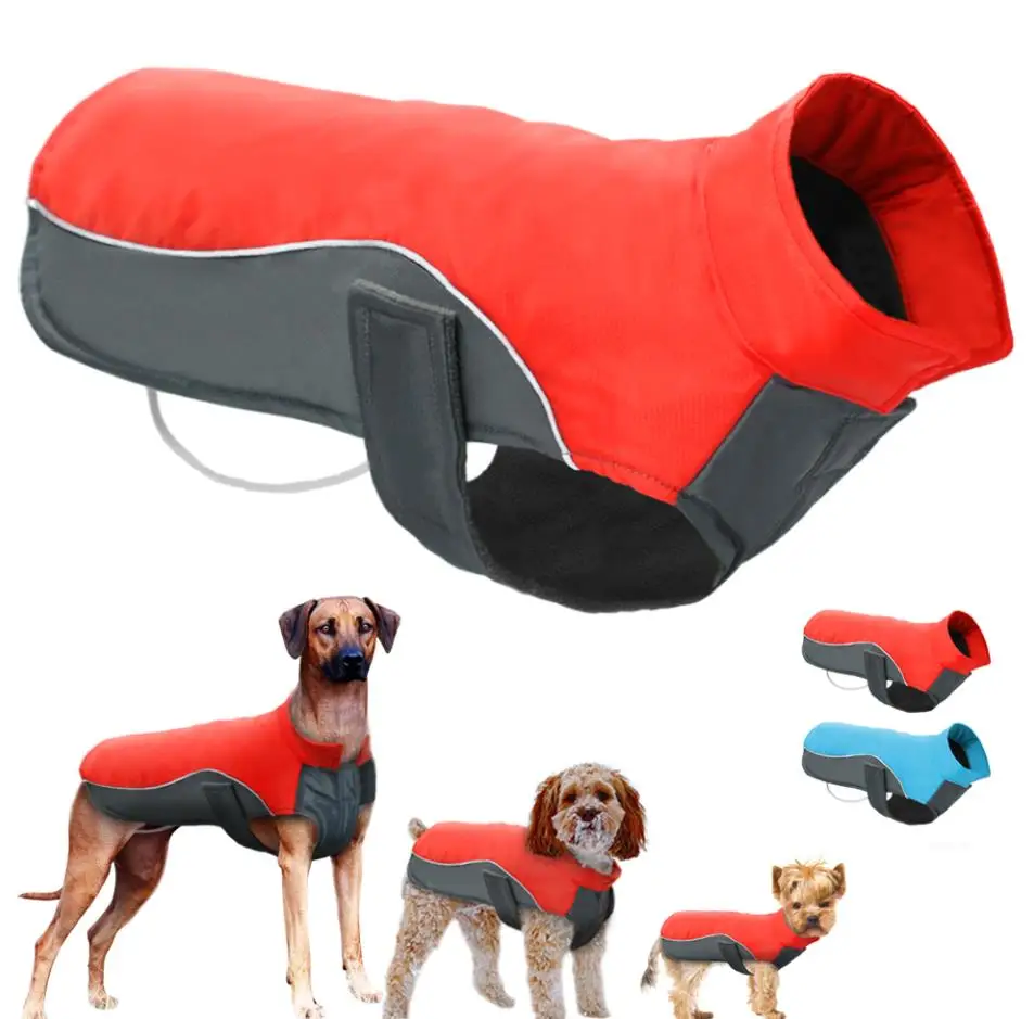 

Waterproof Dog Winter Coat Warm Puppy Jacket Vest Pet Clothes Apparel Dog Clothing For Small Medium Large Dogs Ropa Para Perros, Red, blue