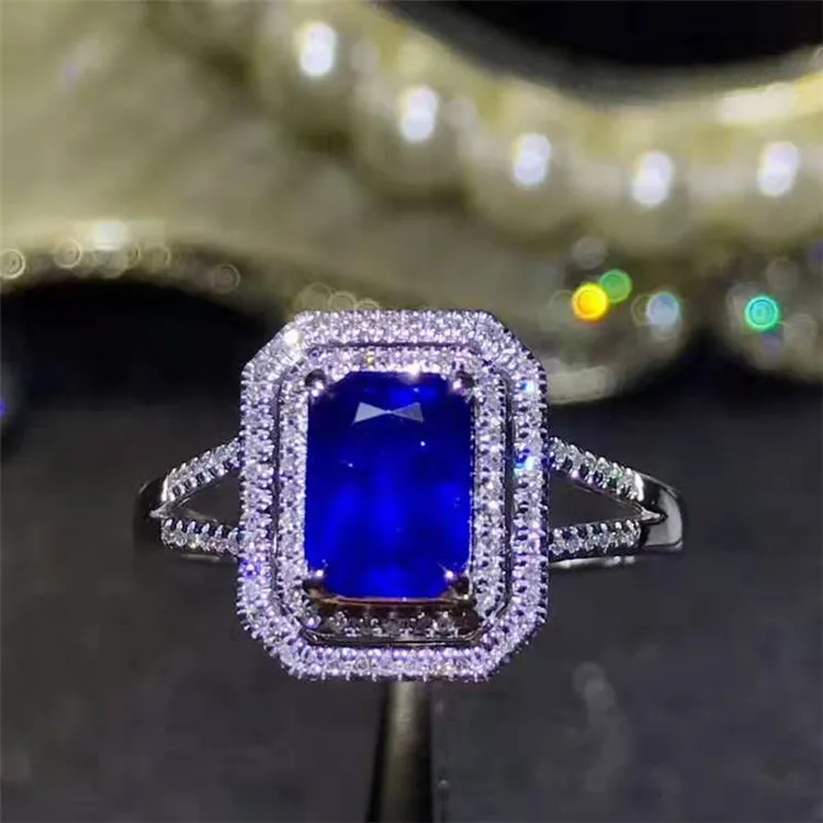 

simple design European style gemstone jewelry 18k gold Africa diamond 1.15ct Sri Lanka natural cornflower blue sapphire ring