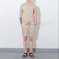 2016 Summer men jumpsuit casual three quarter sleeve fashion overalls one piece clothing set bib pants