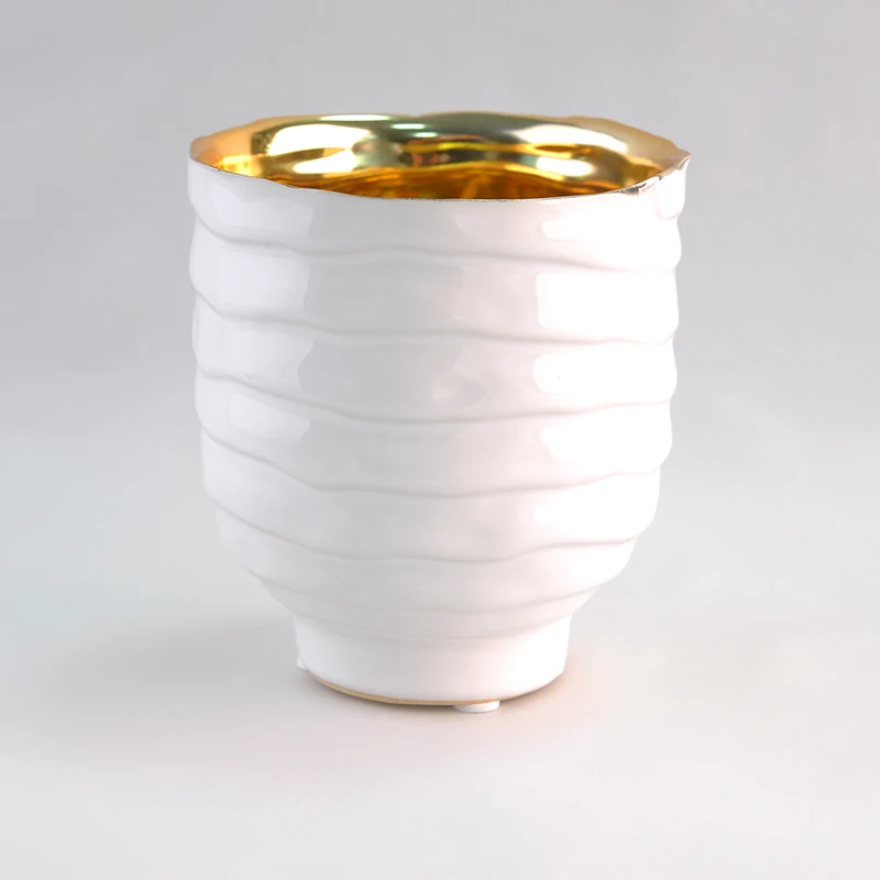 Wholesales wave pattern ceramic candle jars home decoration
