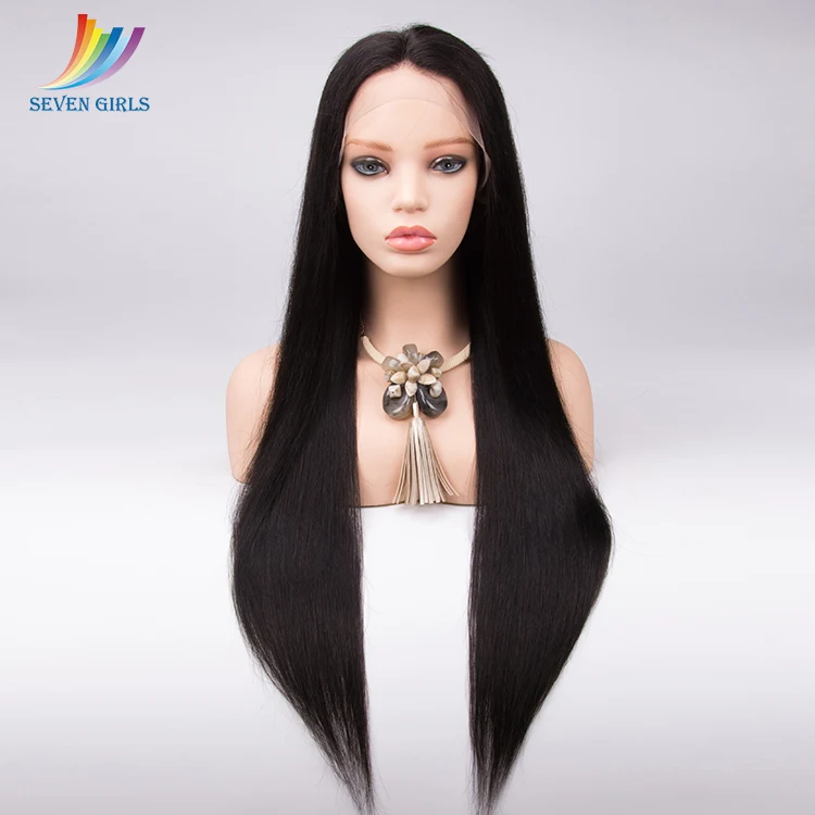 

Sevengirls natural color 130% density Straight Brazilian human virgin hair lace front wig for women