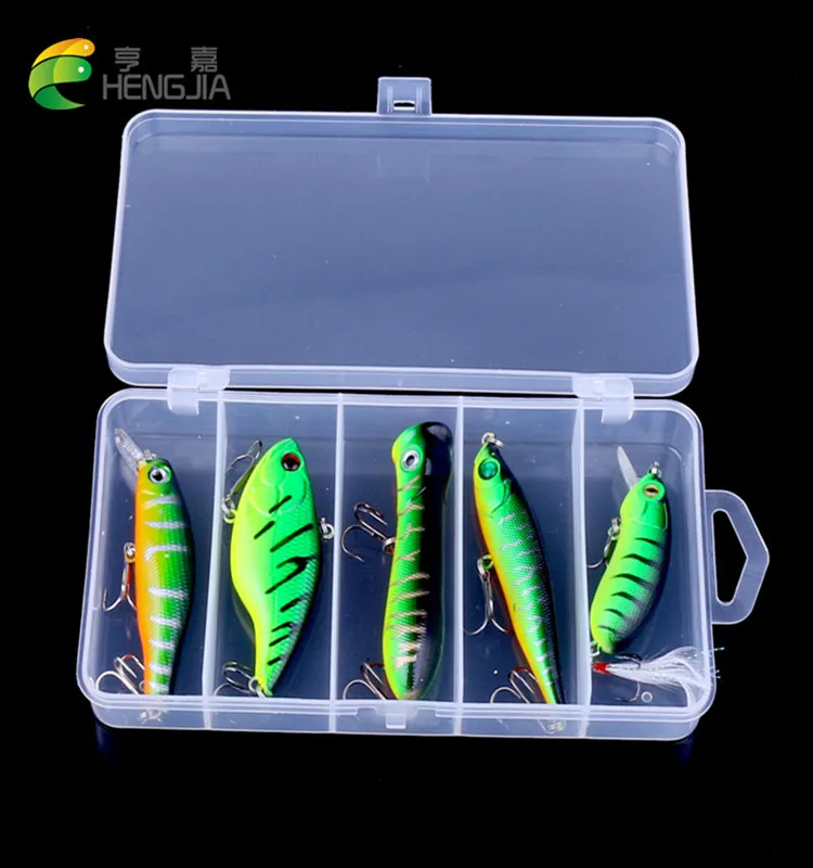 

Fishing Lure Set 5pcs Green color Crankbait Minnow Popper Wobbler Lure For Peche Artificial Bait