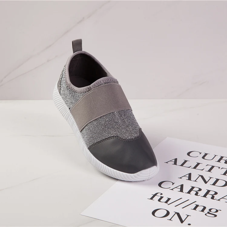 

2020 New Fashion Ladies Slip On Glitter Casual Walking Sneaker Shoes