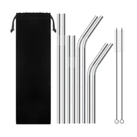 

FDA 304 Reusable Straw Set Stainless Steel Drinking Brush Wholesale Metal Straws