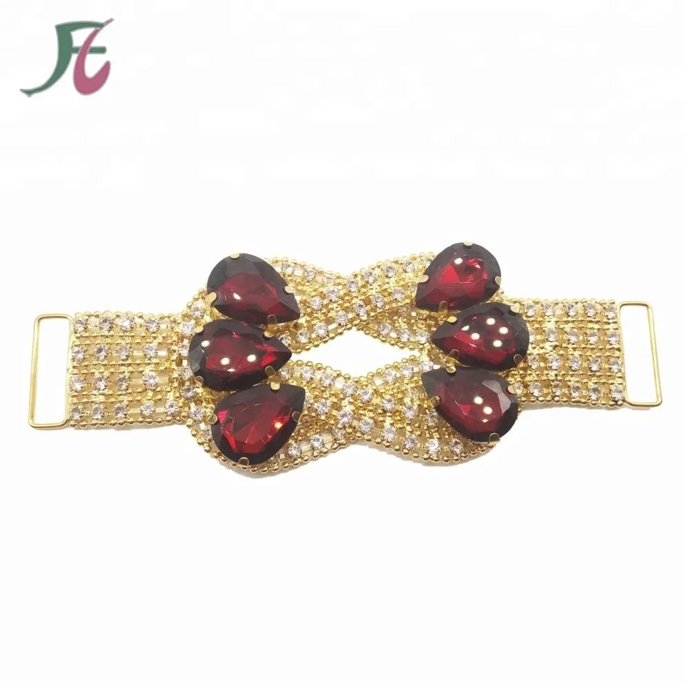 

New Design Gold Plated Glass Rhinestone Bikini Connector Large Jewelry For Swimwear