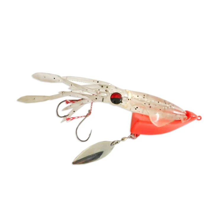 

China wholesale sea fishing artifical pvc soft squid/ octopus with lead sinker with spinner blade , UV luminous colorful, Various