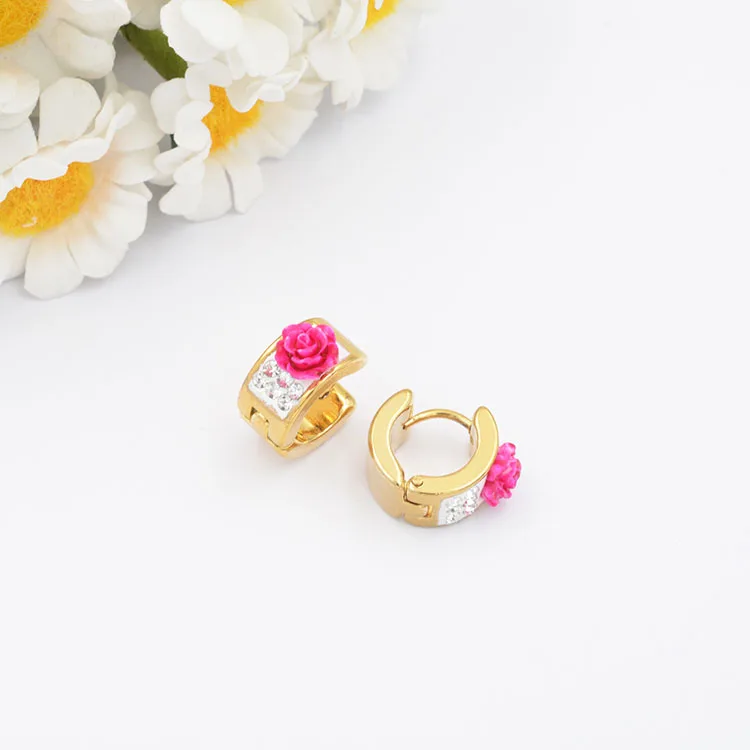 

custom color stainless steel flower women earring, Gold
