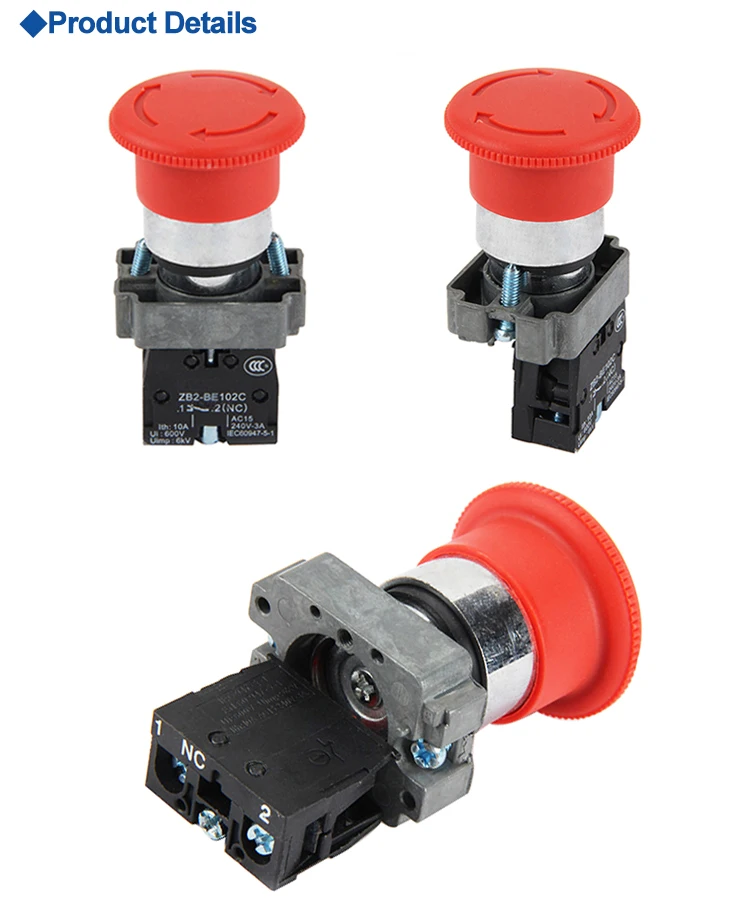Emergency Stop Mushroom Push Button Switch XB2-BS542 ZB2-BE102C