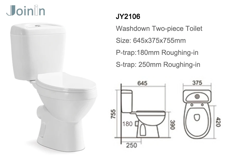JOININ Hot sale luxury sanitary wares wc bathroom toilet with P-Trap JY2106