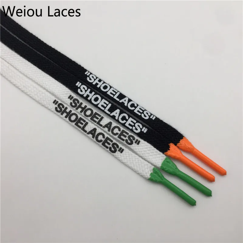 

Weiou Hiking Shoes Laces Strings Tips with Zip Tie Sport Flat Cotton Printed "SHOELACES" with Silicone Shoelaces Polyester, White with green, black with orange