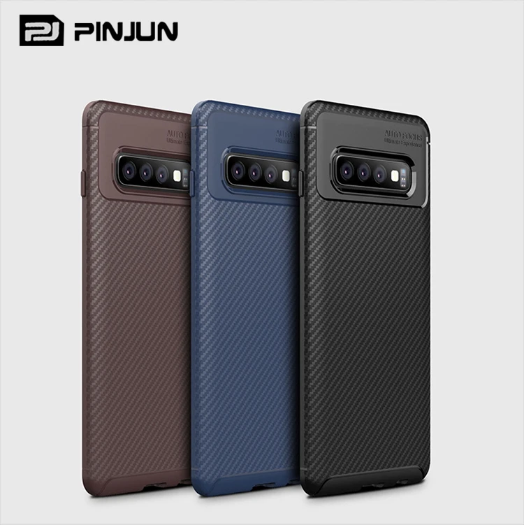 

Slim soft ultra thin carbon fiber texture tpu cell phone case for samsung galaxy s10 plus back case cover, Brown;black;blue