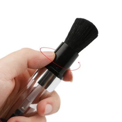 

91063 Professional Compact Cosmetic Kabuki Retractable Refillable Press Automatic Spray Loose Powder Brush for Makeup, Black