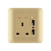 FIKO Hotel Wall Concealed type 86 Champagne Gold PC 13A square three-hole socket with two-hole USB interface with switch panel