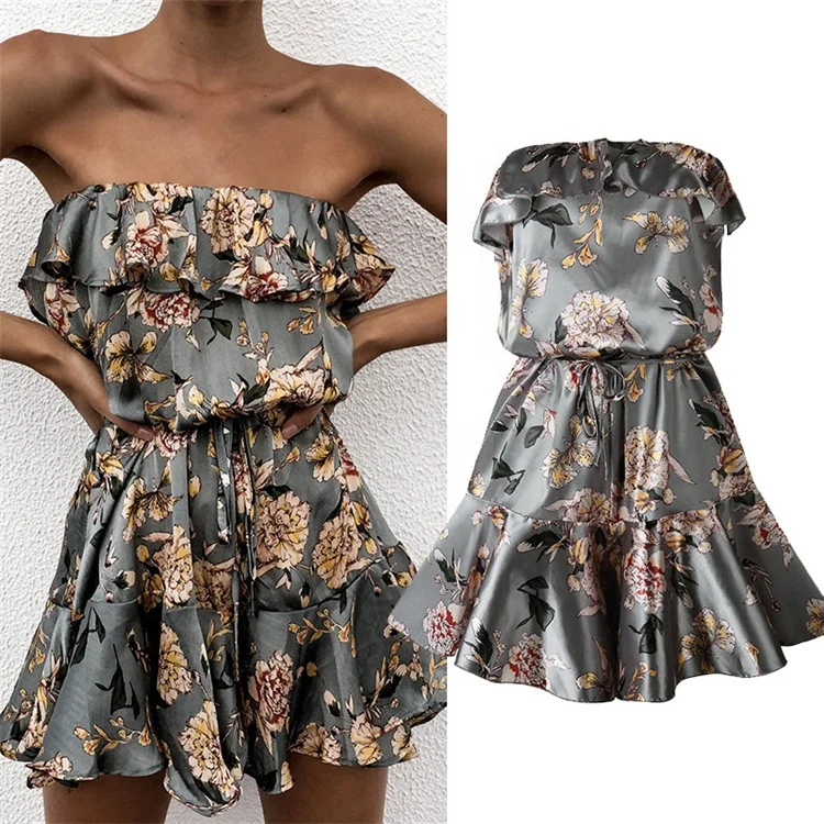 

Boho casual grey printed jumpsuit loose one piece jumpsuits women, Gray