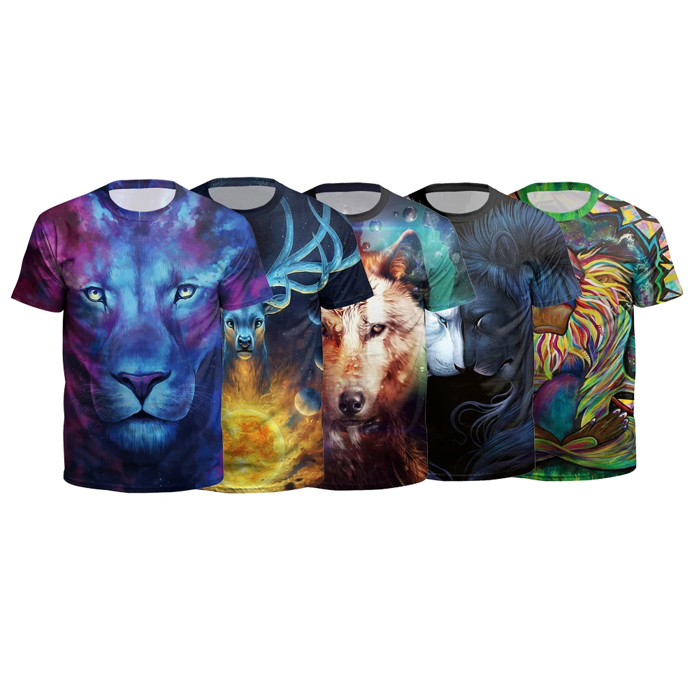 

Free Shipping online shopping bulk t shirt men's animal 3D sublimation all over printing t shirt men