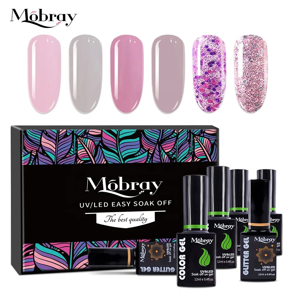 

Mobray new come 6 colors uv nail gel polish soak off nail gel polishl gift 12ml uv gel kit