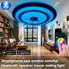 Wireless Smart Music Lighting Bluetooth Speaker LED Round Ceiling panel Light RGBW 24W
