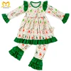 Boutique Baby Girls Christmas Outfits Kids Children's Ruffle Clothing Set Manufacturers Overseas