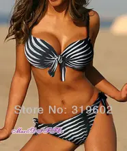 Free shipping Sexy New stripe padded ladies bikini SWIMSUIT swimwear black size S M L XL shipping within 24hs