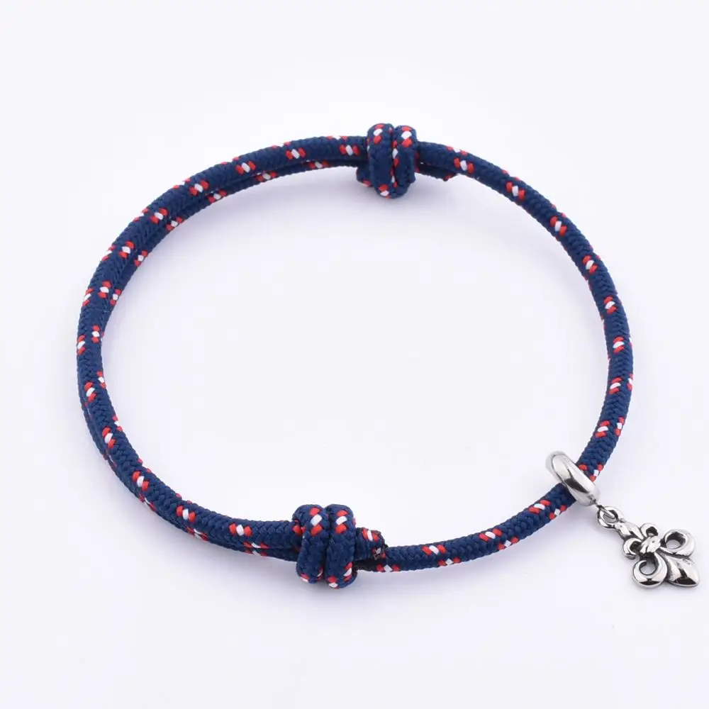 

High Quality Custom Men Woman Luxury Nylon Anchor Charm Braided Nylon Rope Adjustable Bracelet