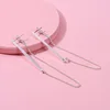 Fashion New Design 7cm long Worn Gold Silver Cooper Bar Stud with Connection Chain Earring