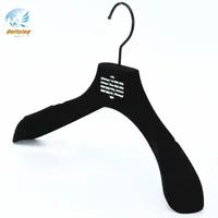 

Custom plastic black velvet coat hanger with print logo