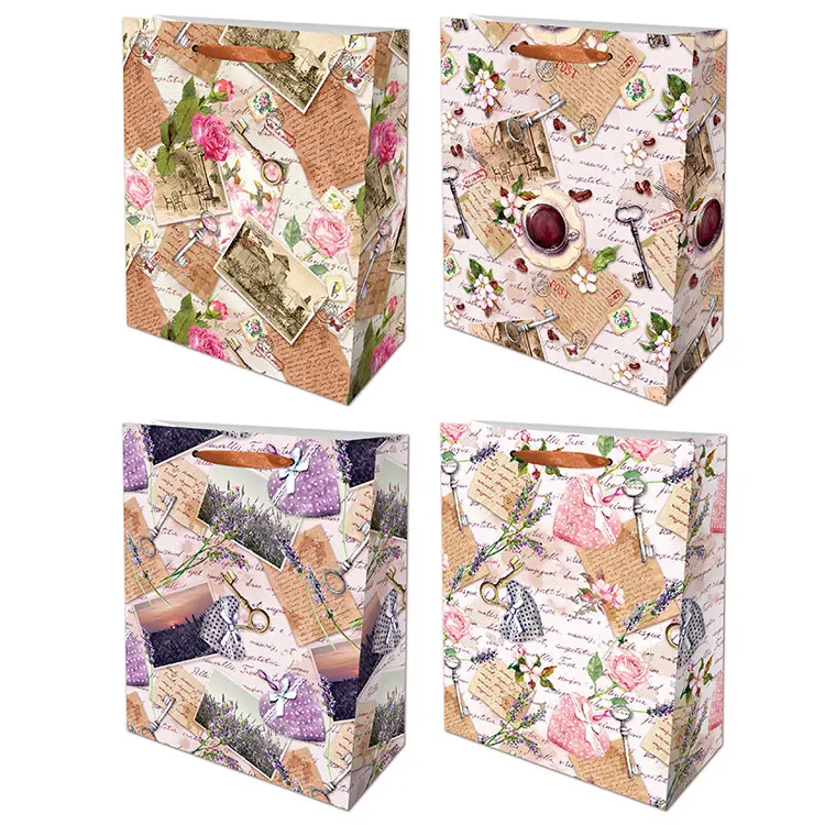 Big Promotion Color Ribbon Printed Shopping Fancy Paper Bag For Gift