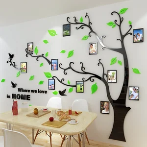 Image of high quality 3d acrylic photo frame memory tree decoration living room sofa restaurant 3D wall stickers decor