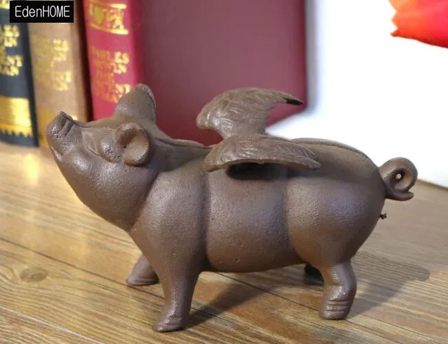 Antique Cast Iron Flying Pig Sculpture For Home Decor Buy Metal