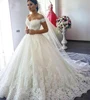 2019 Off the Shoulder Lace Appliques Ball Gown Wedding Dress Bridal Gowns