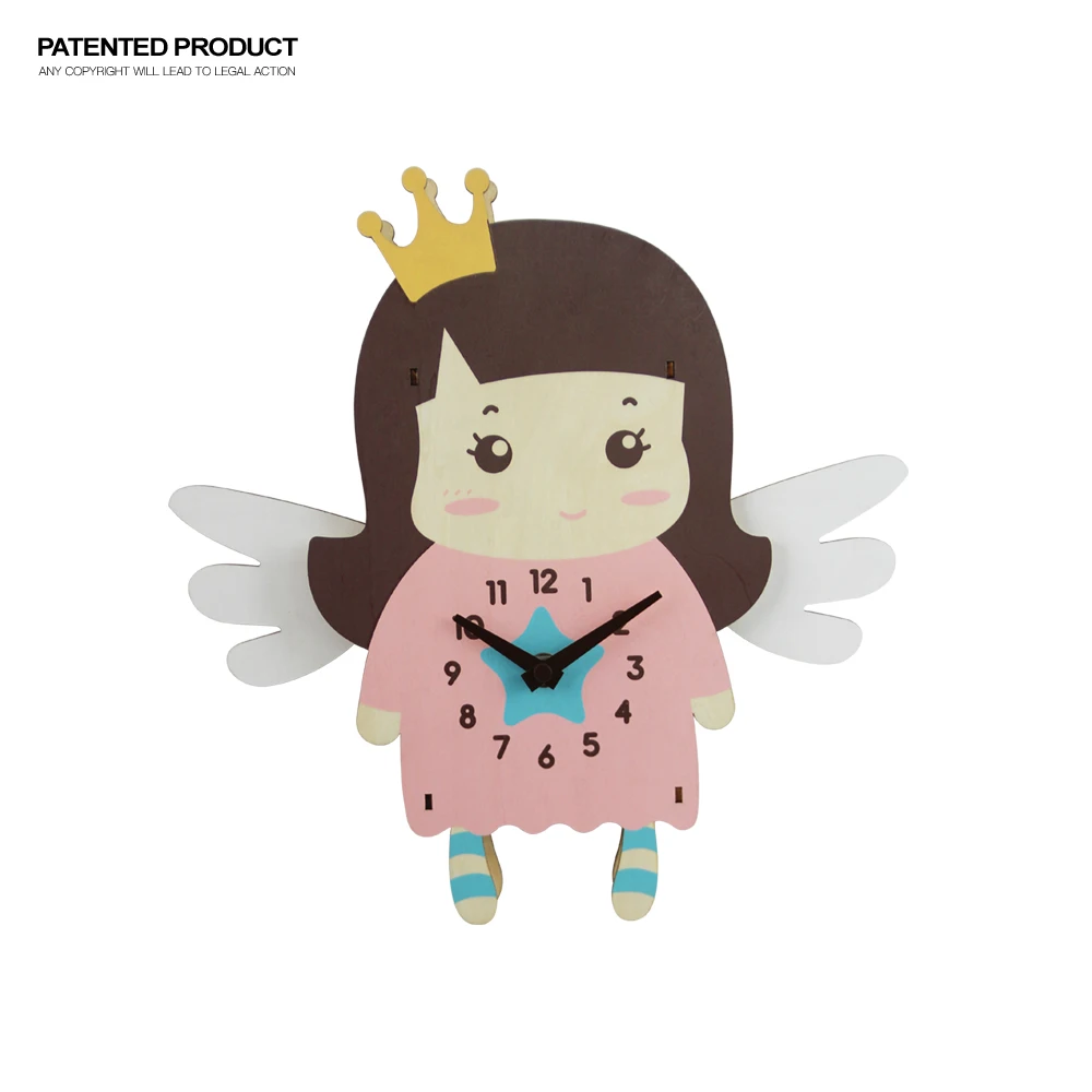 

Deheng 12 inch wooden Princess Clock 1104.18 gift clock, Pink