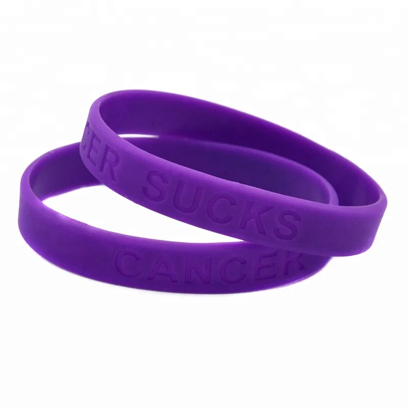 

50PCS Cancer Sucks Debossed Silicone Rubber Wristband Medical Bracelet, Multicolour