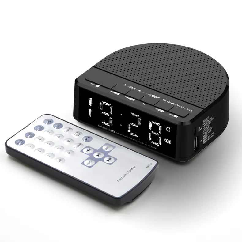 

Easiny MX-01R LED digital alarm clock radio mini FM AUX USB car MP3 player portable amplifier BT wireless dj smart tws speaker, Black;white