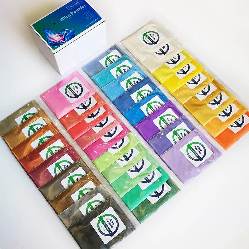 
36 colors mica pearl pigment powder set for slime, epoxy resin art, bath bomb, soap making, candle, eye shadow, nails, lipstick 