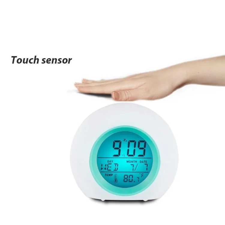 

Touch sensor colors changing small round home decoration digital clock led