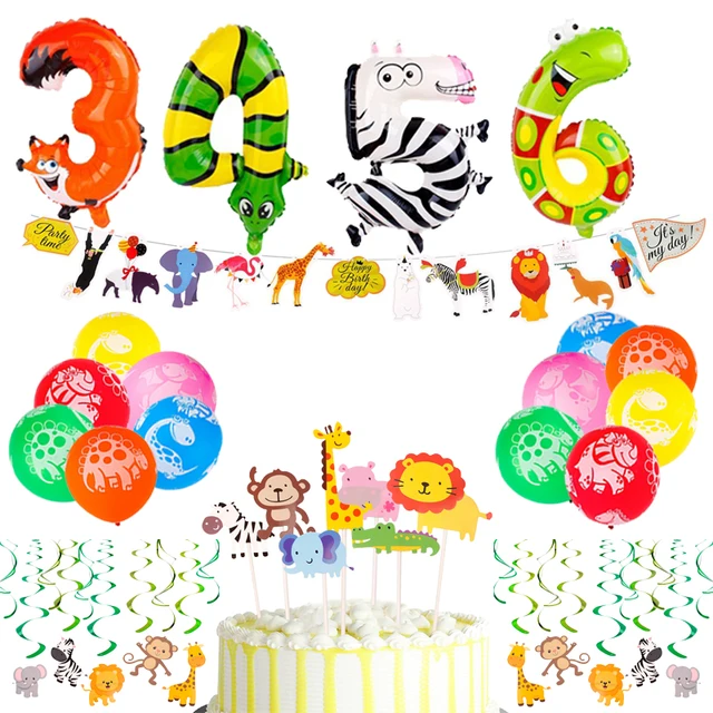 1 Set Happy Birthday Banner Cartoon Animal Paper Banner Jungle