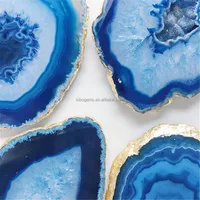 

Wine Tea Placemat Decoration Ornaments ColorfuIrregular Quartz Crystal Coaster Blue Agate Slice for Jewelry Making DIY