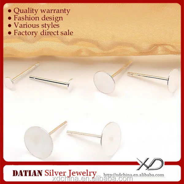 

XD P642 925 sterling silver stud earring posts 6mm for earrings making flat earring post